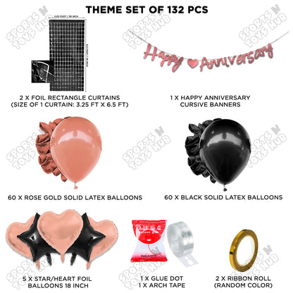 Happy Anniversary Rose Gold Cursive Banner Arch Theme Collection