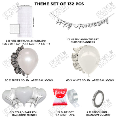 Happy Anniversary Silver Cursive Banner Arch Theme Collection