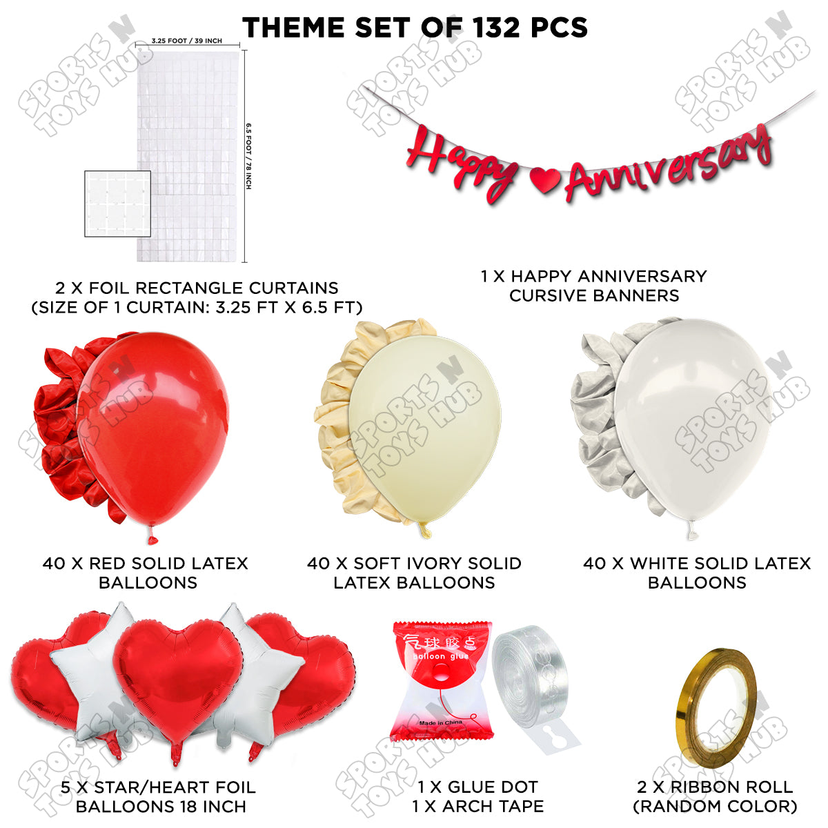 Happy Anniversary Red Cursive Banner Arch Theme Collection