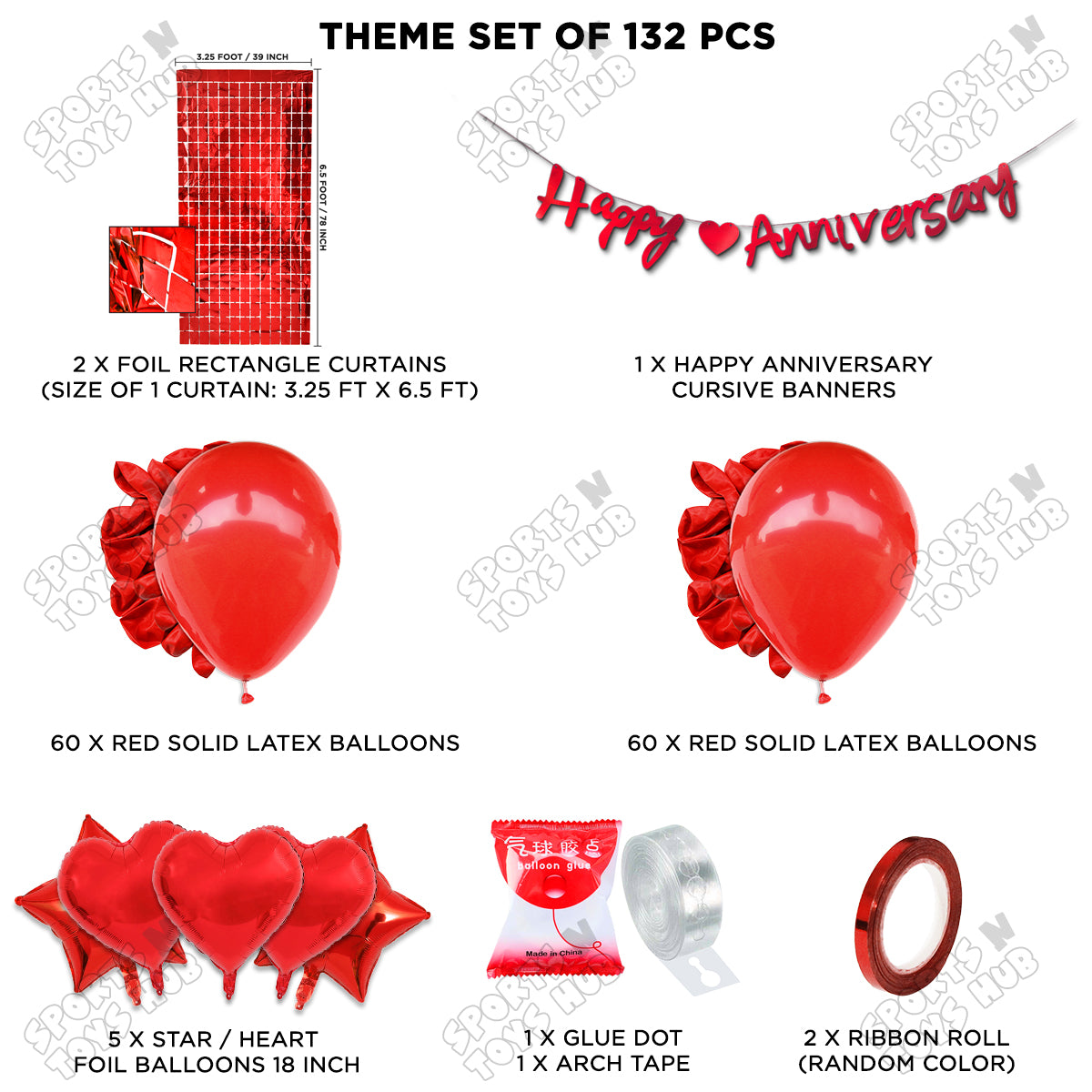 Happy Anniversary Red Cursive Banner Arch Theme Collection