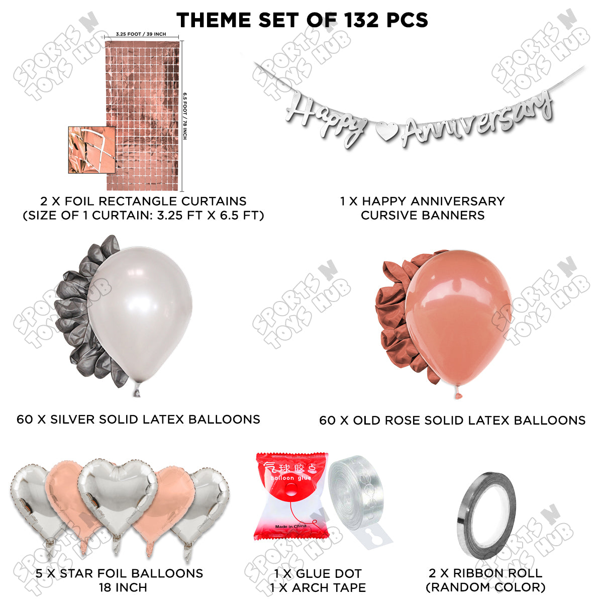 Happy Anniversary Silver Cursive Banner Arch Theme Collection