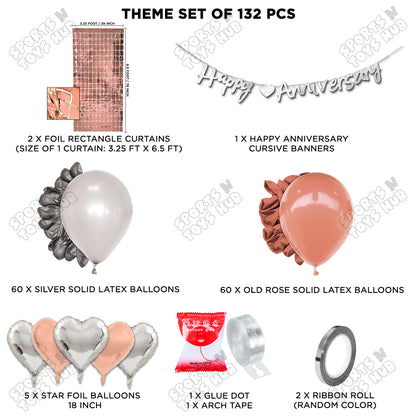 Happy Anniversary Silver Cursive Banner Arch Theme Collection