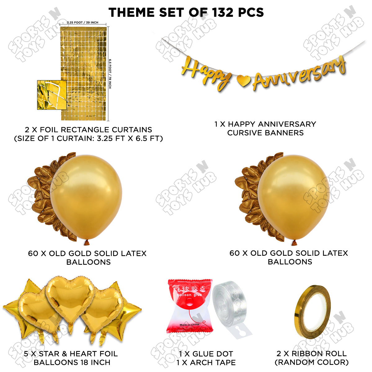 Happy Anniversary Gold Cursive Banner Arch Theme Collection