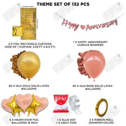 Happy Anniversary Rose Gold Cursive Banner Arch Theme Collection