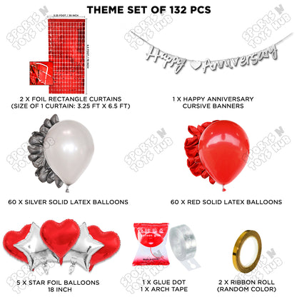 Happy Anniversary Silver Cursive Banner Arch Theme Collection