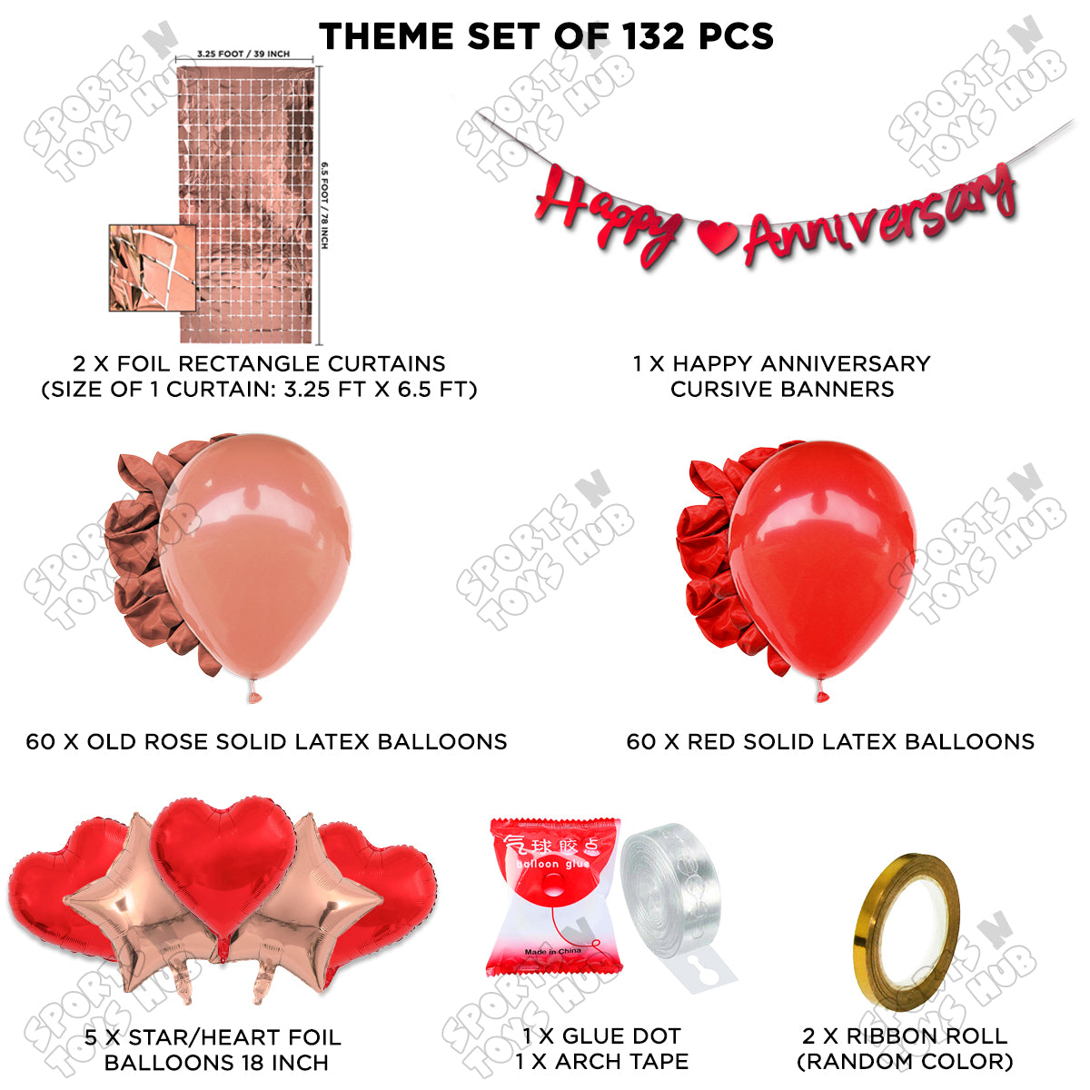 Happy Anniversary Red Cursive Banner Arch Theme Collection