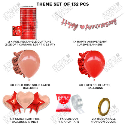 Happy Anniversary Rose Gold Cursive Banner Arch Theme Collection