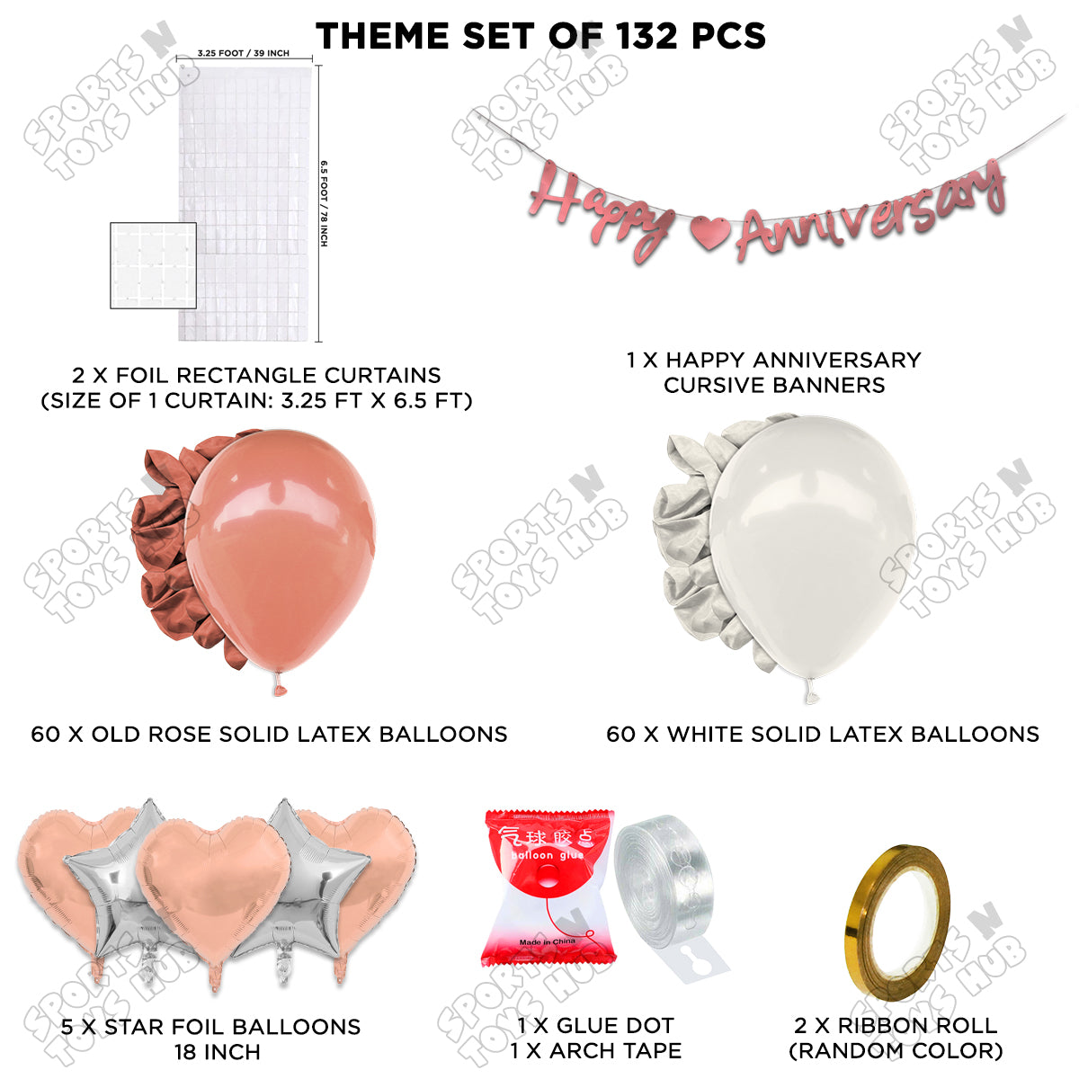 Happy Anniversary Rose Gold Cursive Banner Arch Theme Collection