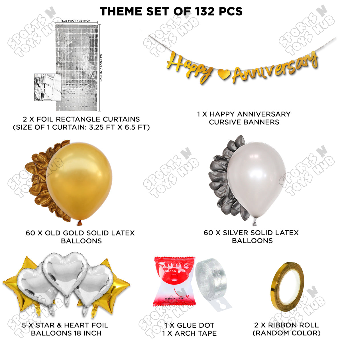Happy Anniversary Gold Cursive Banner Arch Theme Collection