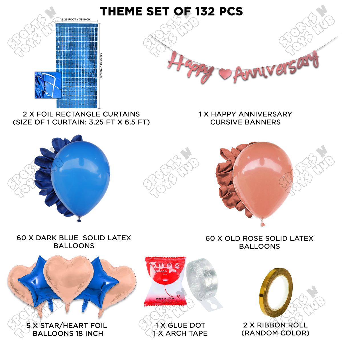 Happy Anniversary Rose Gold Cursive Banner Arch Theme Collection