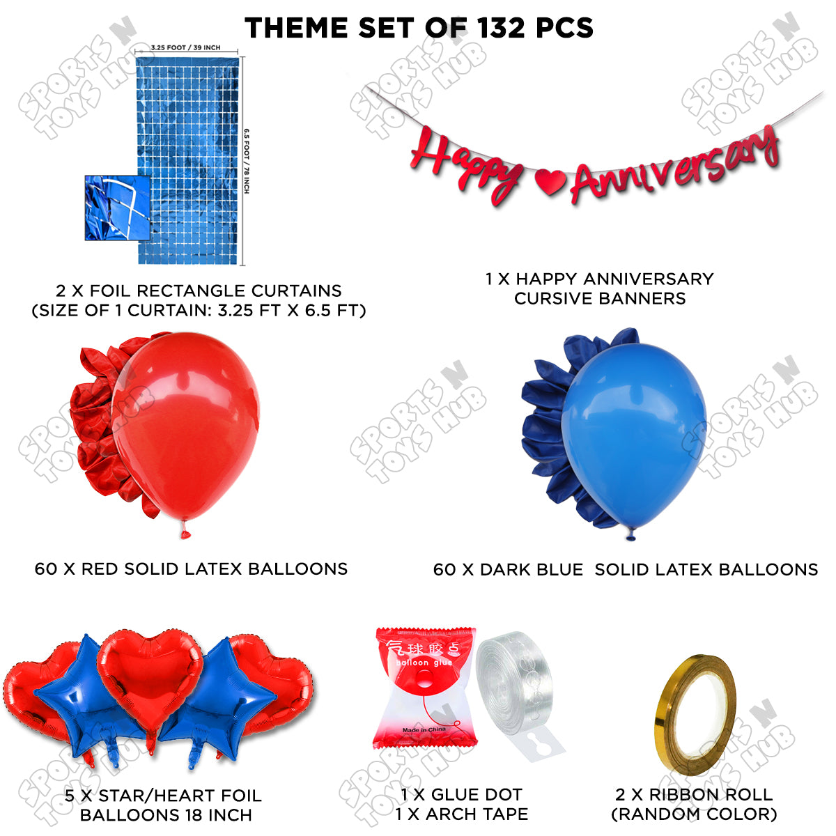 Happy Anniversary Red Cursive Banner Arch Theme Collection