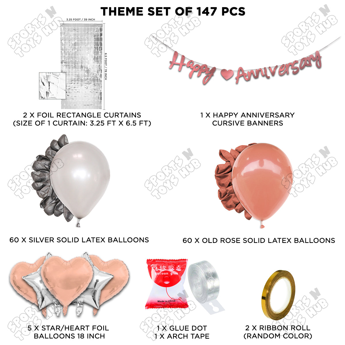 Happy Anniversary Rose Gold Cursive Banner Arch Theme Collection