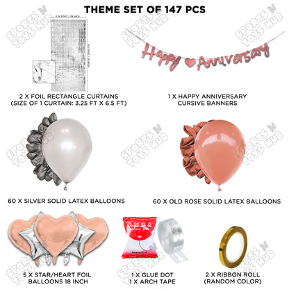 Happy Anniversary Rose Gold Cursive Banner Arch Theme Collection