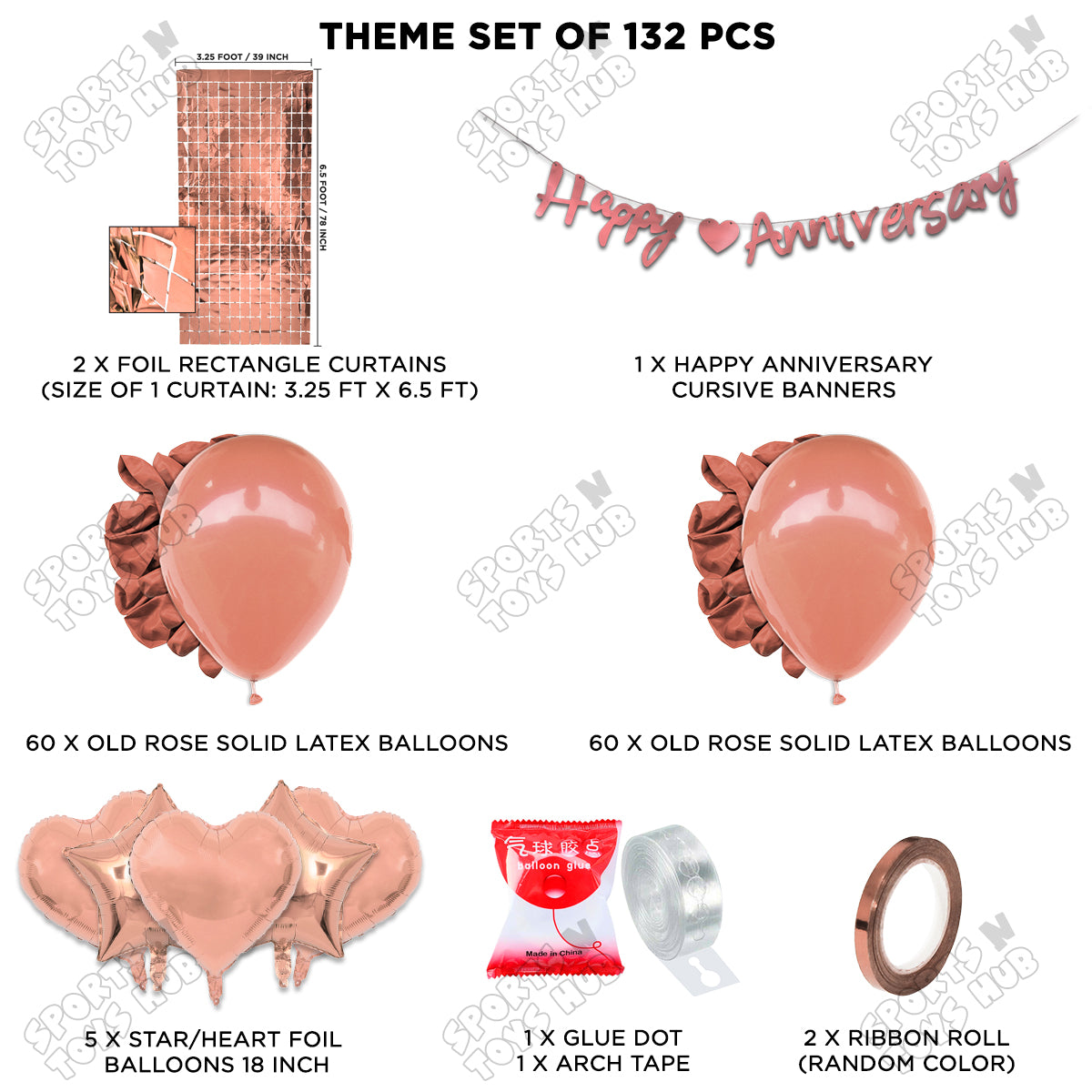 Happy Anniversary Rose Gold Cursive Banner Arch Theme Collection