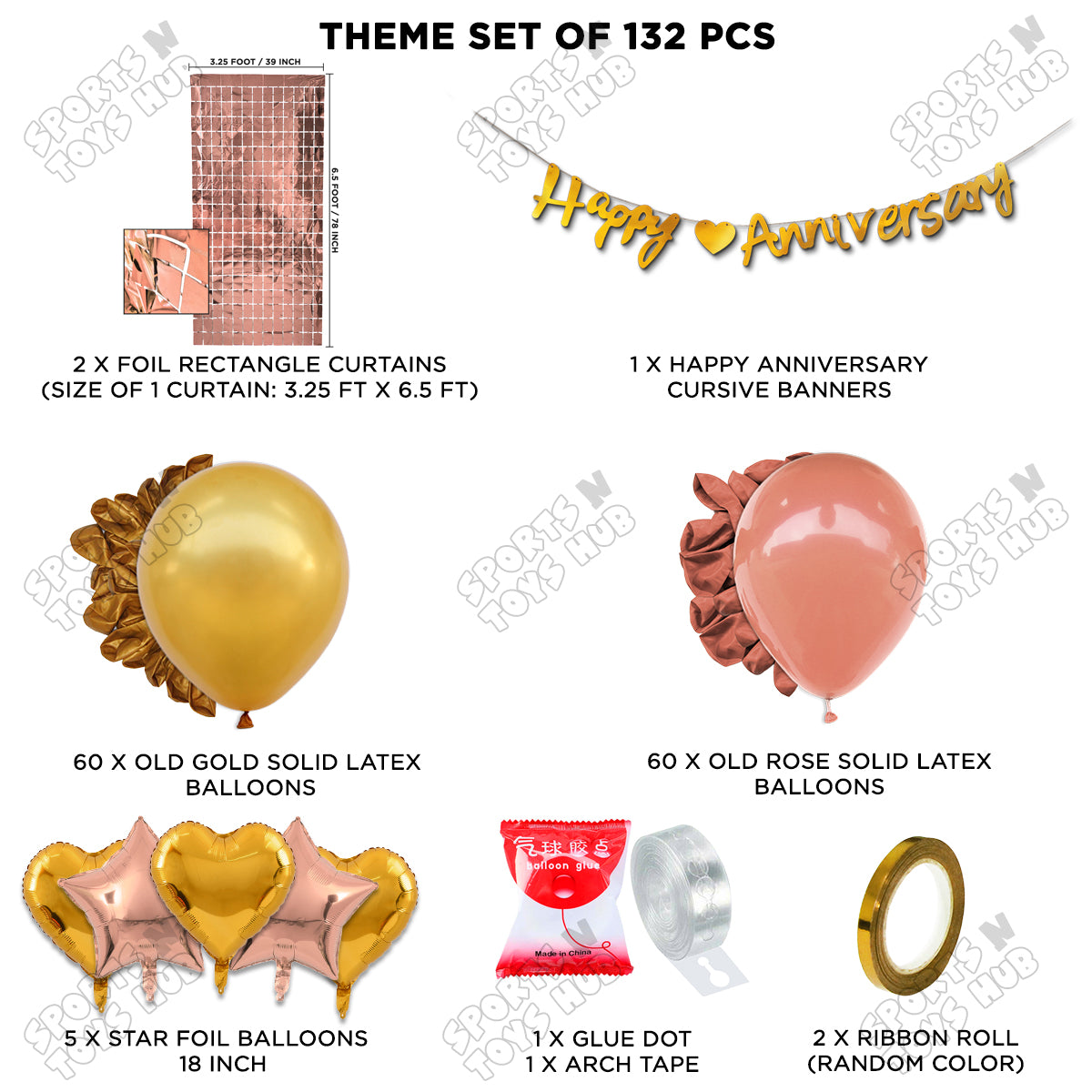 Happy Anniversary Gold Cursive Banner Arch Theme Collection