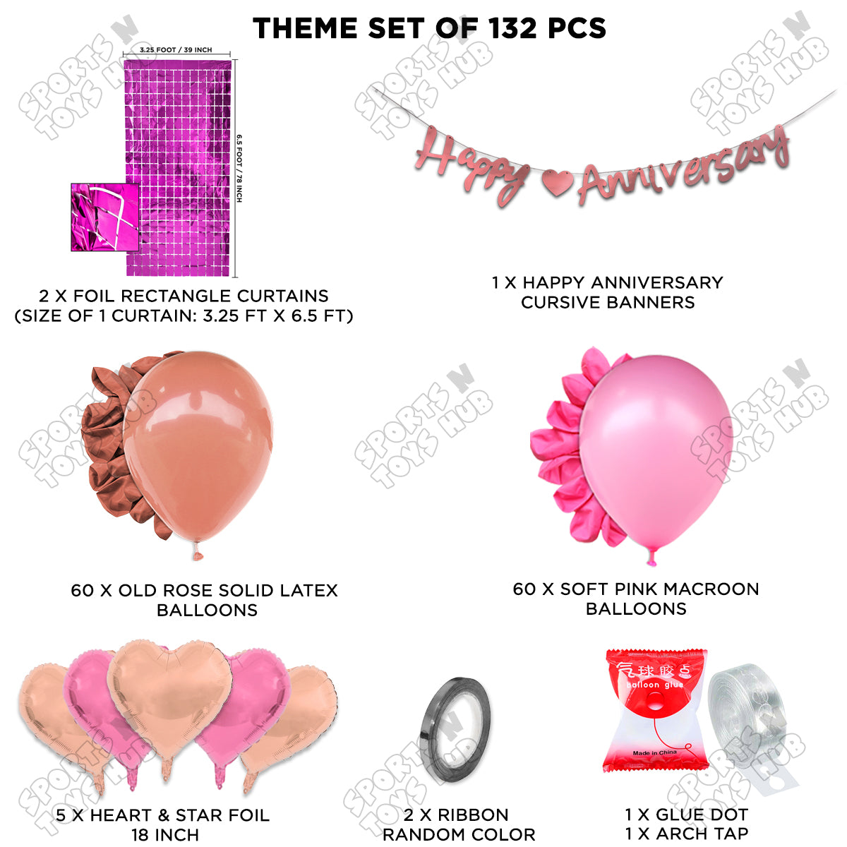 Happy Anniversary Rose Gold Cursive Banner Arch Theme Collection