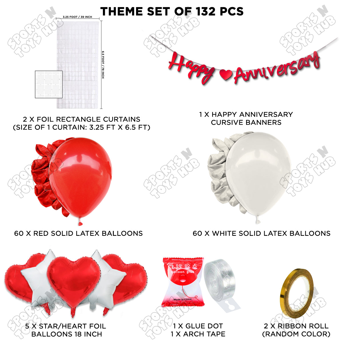 Happy Anniversary Red Cursive Banner Arch Theme Collection