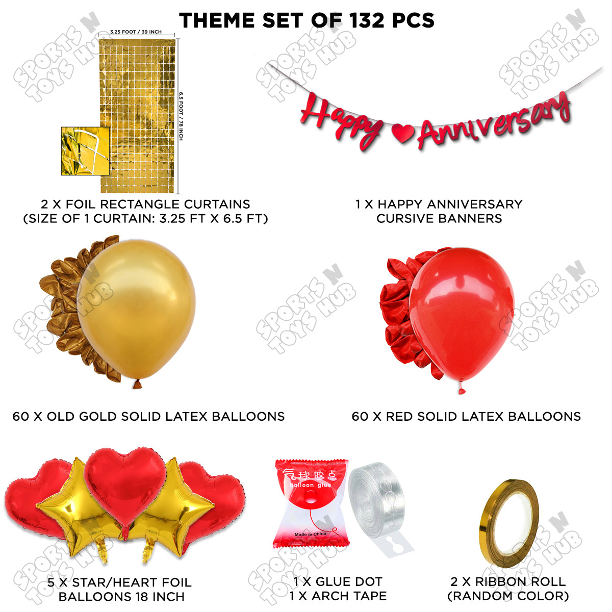 Happy Anniversary Red Cursive Banner Arch Theme Collection