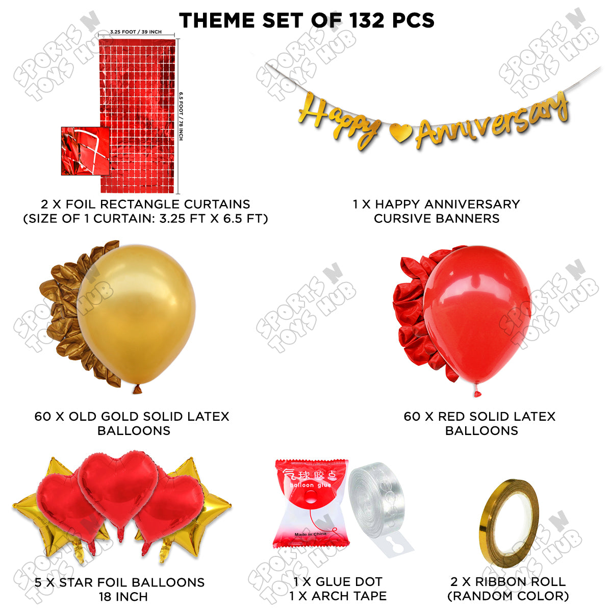 Happy Anniversary Gold Cursive Banner Arch Theme Collection