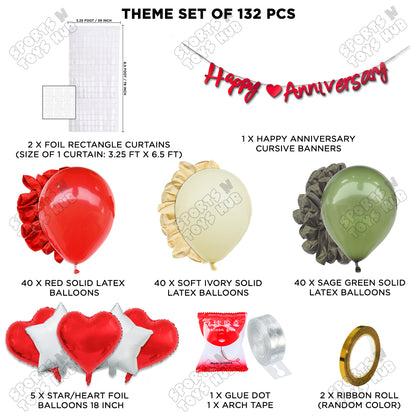 Happy Anniversary Red Cursive Banner Arch Theme Collection