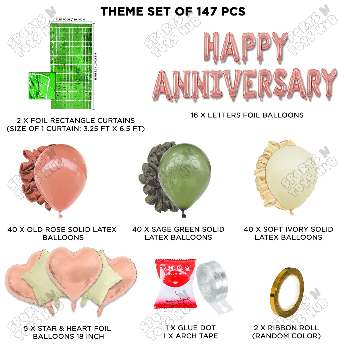 Happy Anniversary Rose Gold Vintage Foil Letter Arch Theme Collection