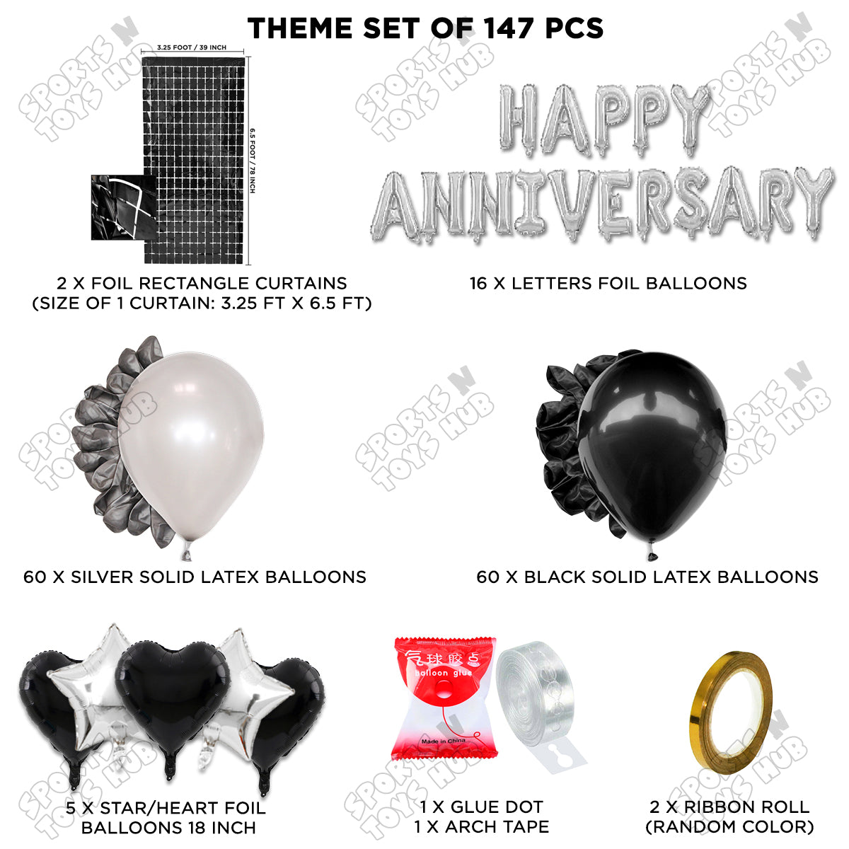 Happy Anniversary Silver Foil Letter Arch Theme Collection