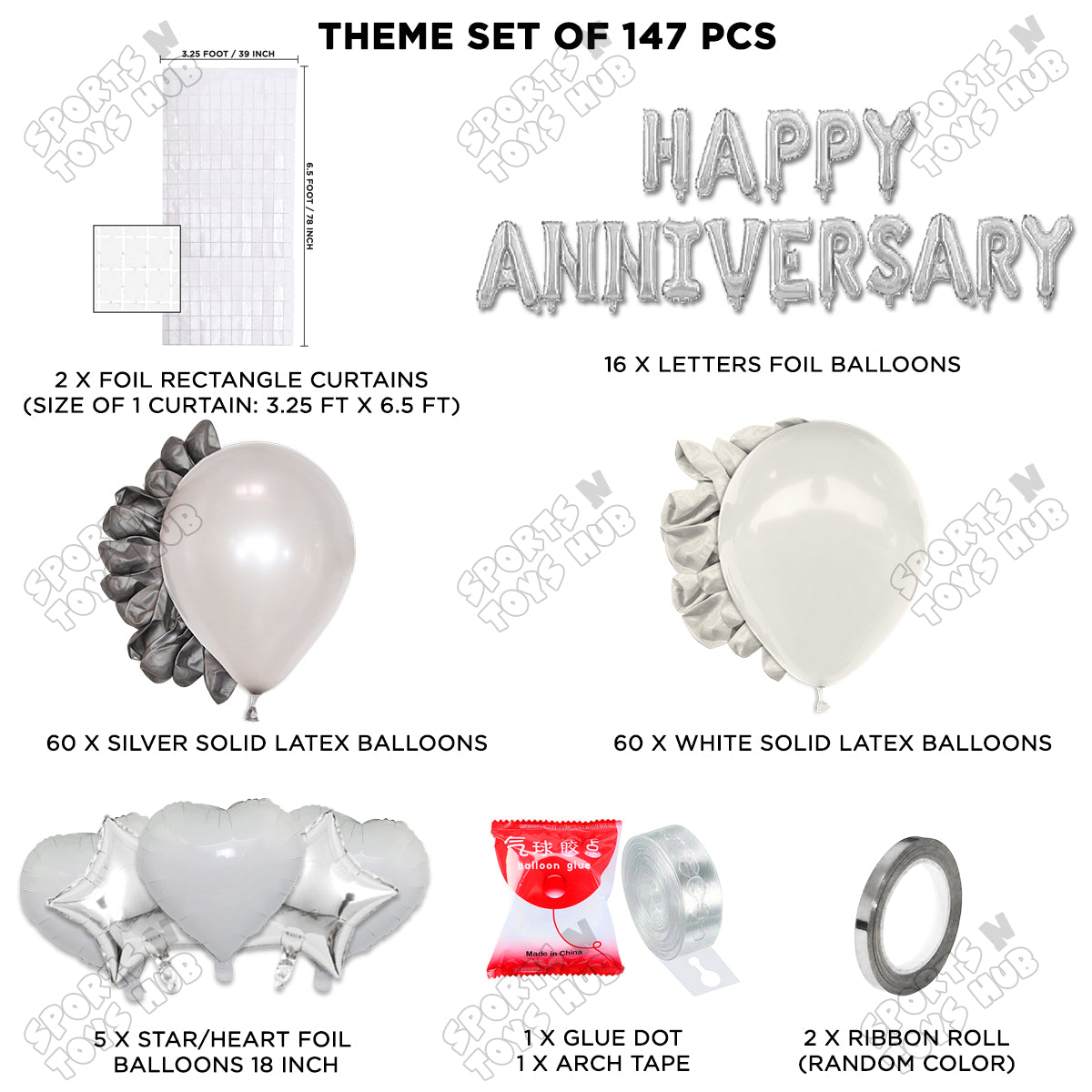 Happy Anniversary Silver Foil Letter Arch Theme Collection
