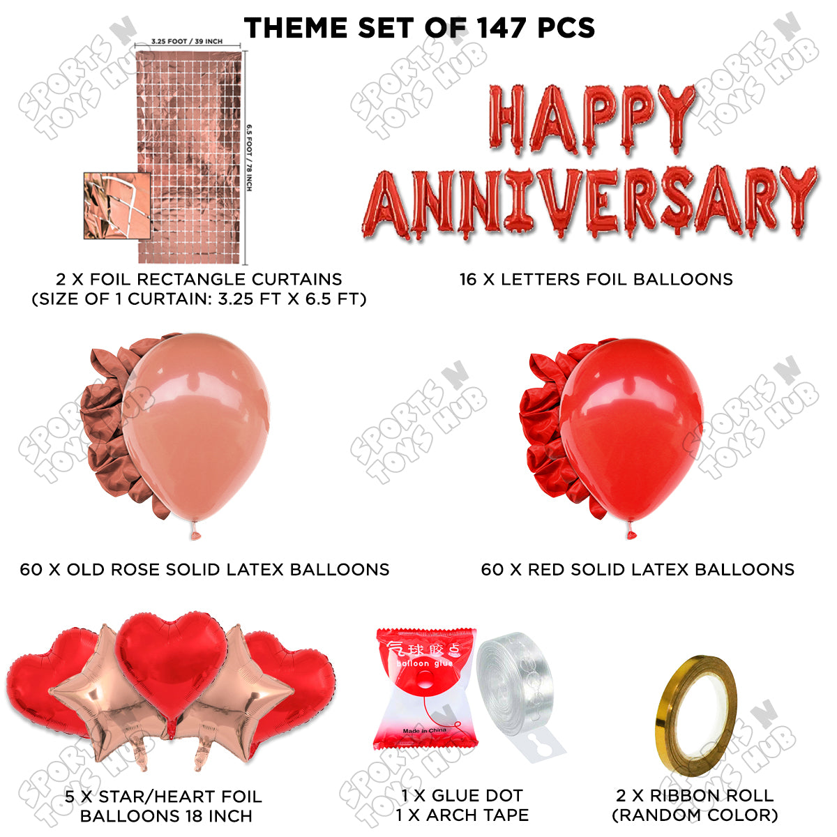 Happy Anniversary Red Foil Letter Arch Theme Collection