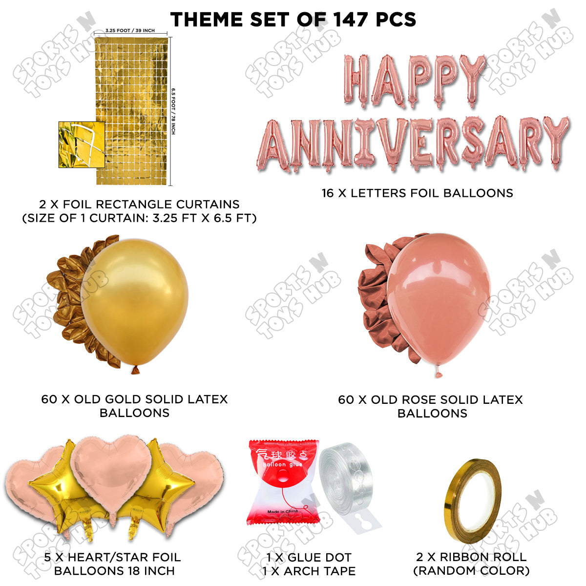 Happy Anniversary Rose Gold Foil Letter Arch Theme Collection