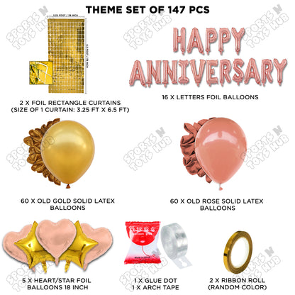Happy Anniversary Rose Gold Foil Letter Arch Theme Collection