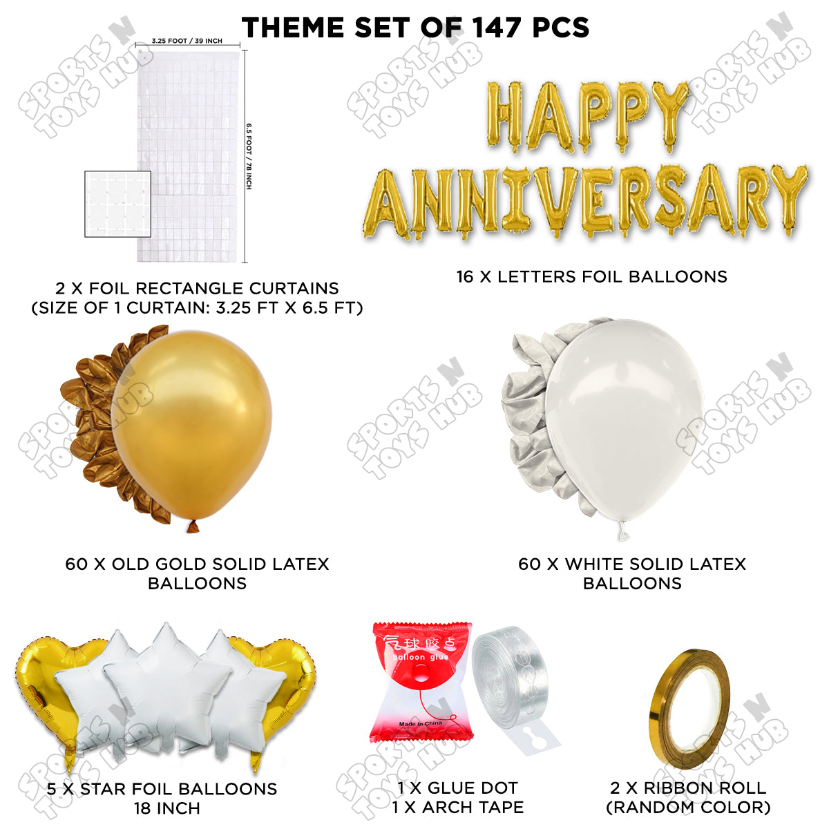 Happy Anniversary Gold Foil Letter Arch Theme Collection