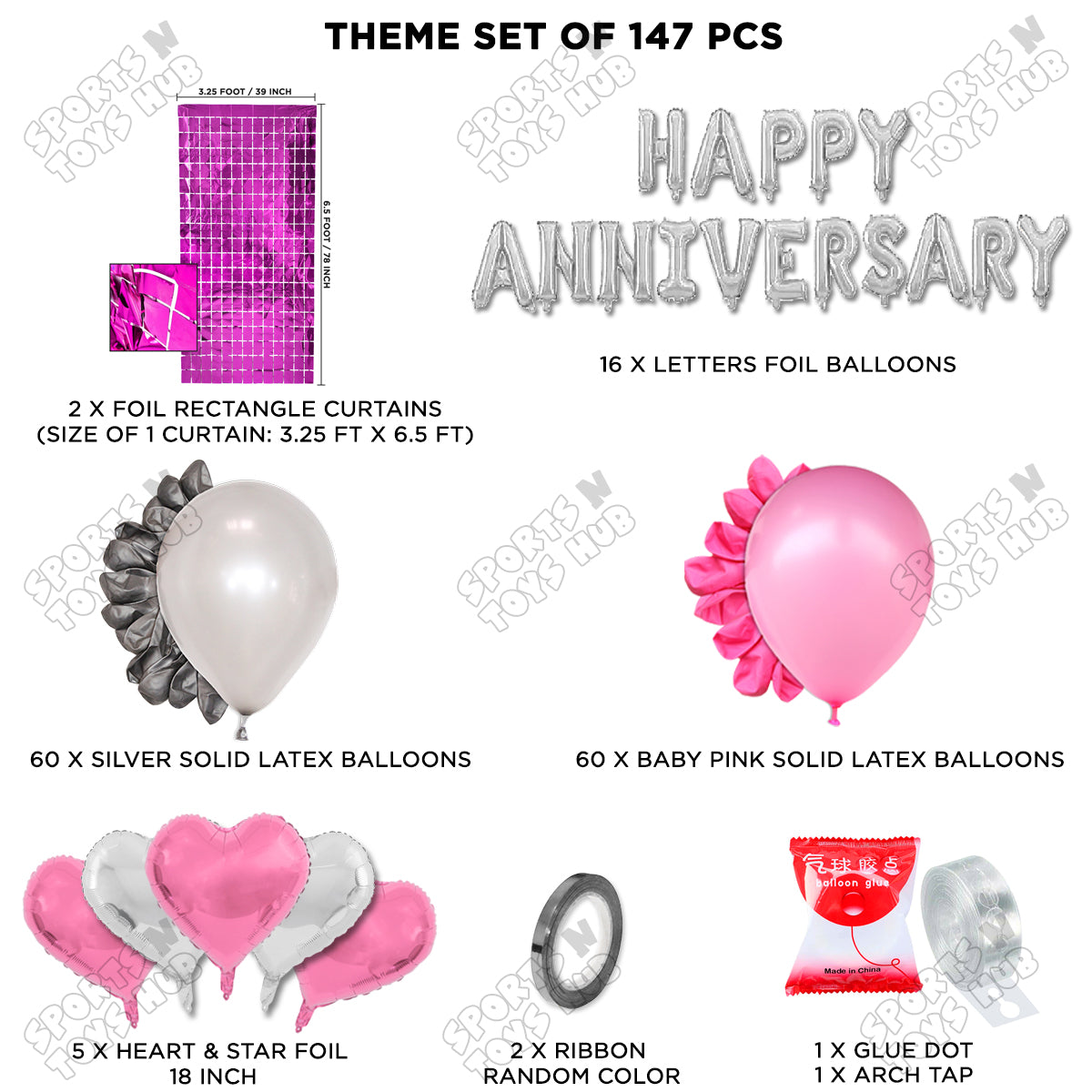 Happy Anniversary Silver Foil Letter Arch Theme Collection
