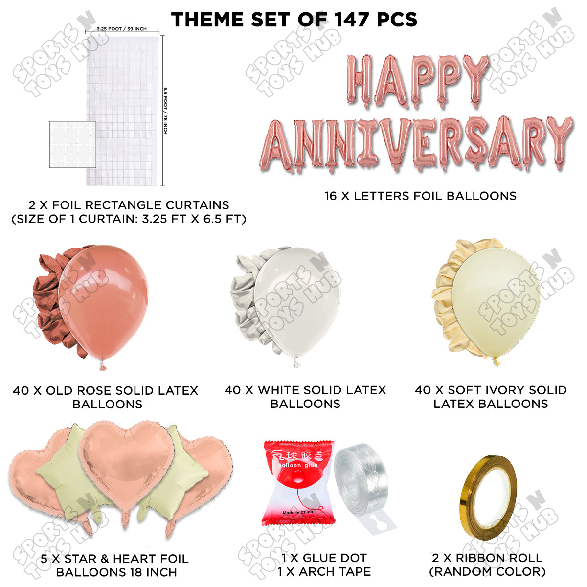 Happy Anniversary Rose Gold Vintage Foil Letter Arch Theme Collection