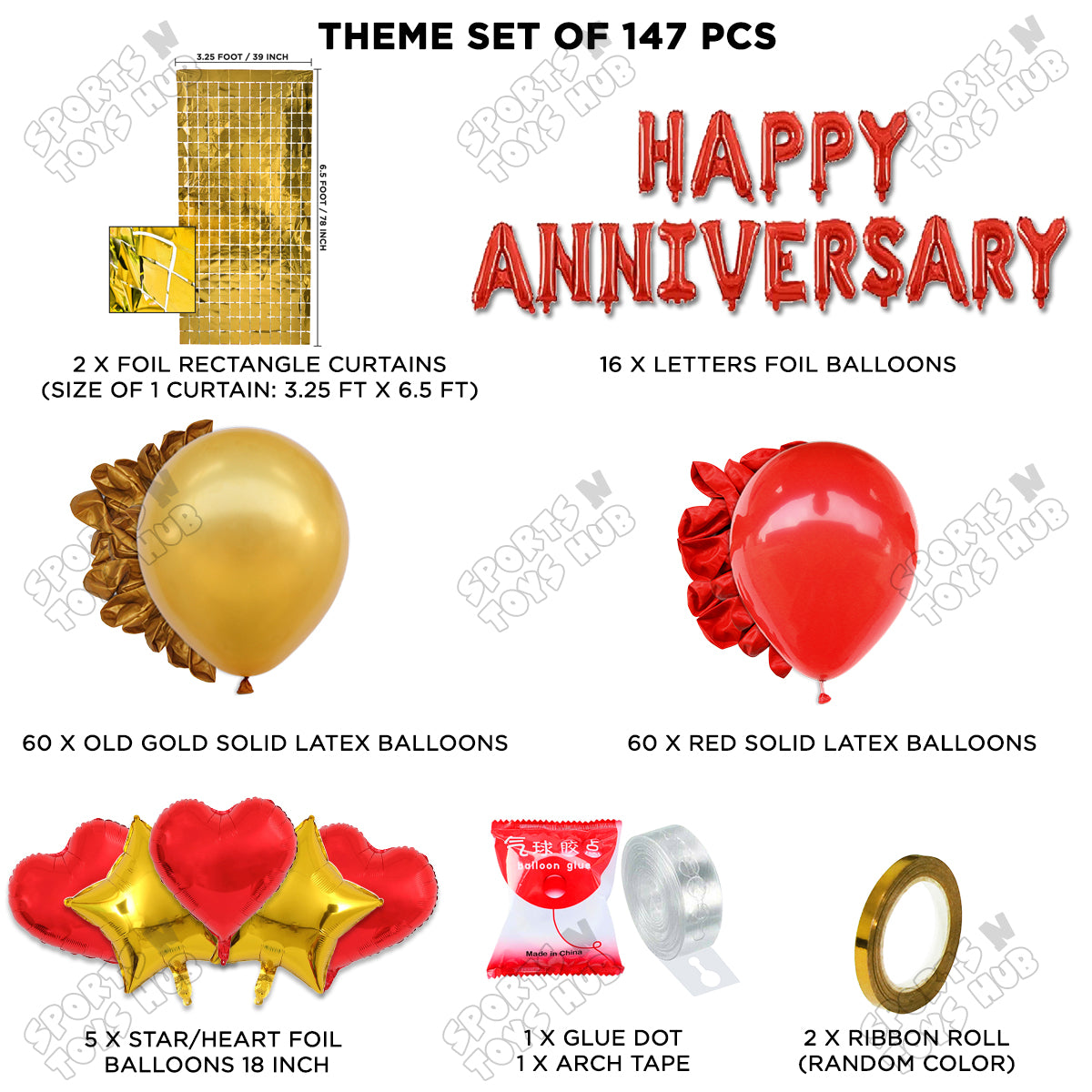 Happy Anniversary Red Foil Letter Arch Theme Collection