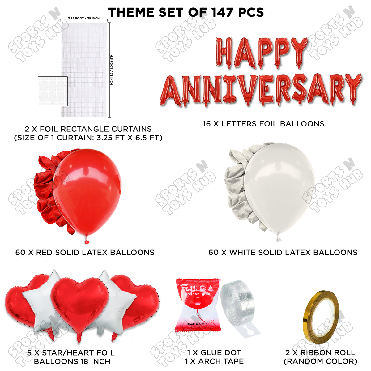 Happy Anniversary Red Foil Letter Arch Theme Collection