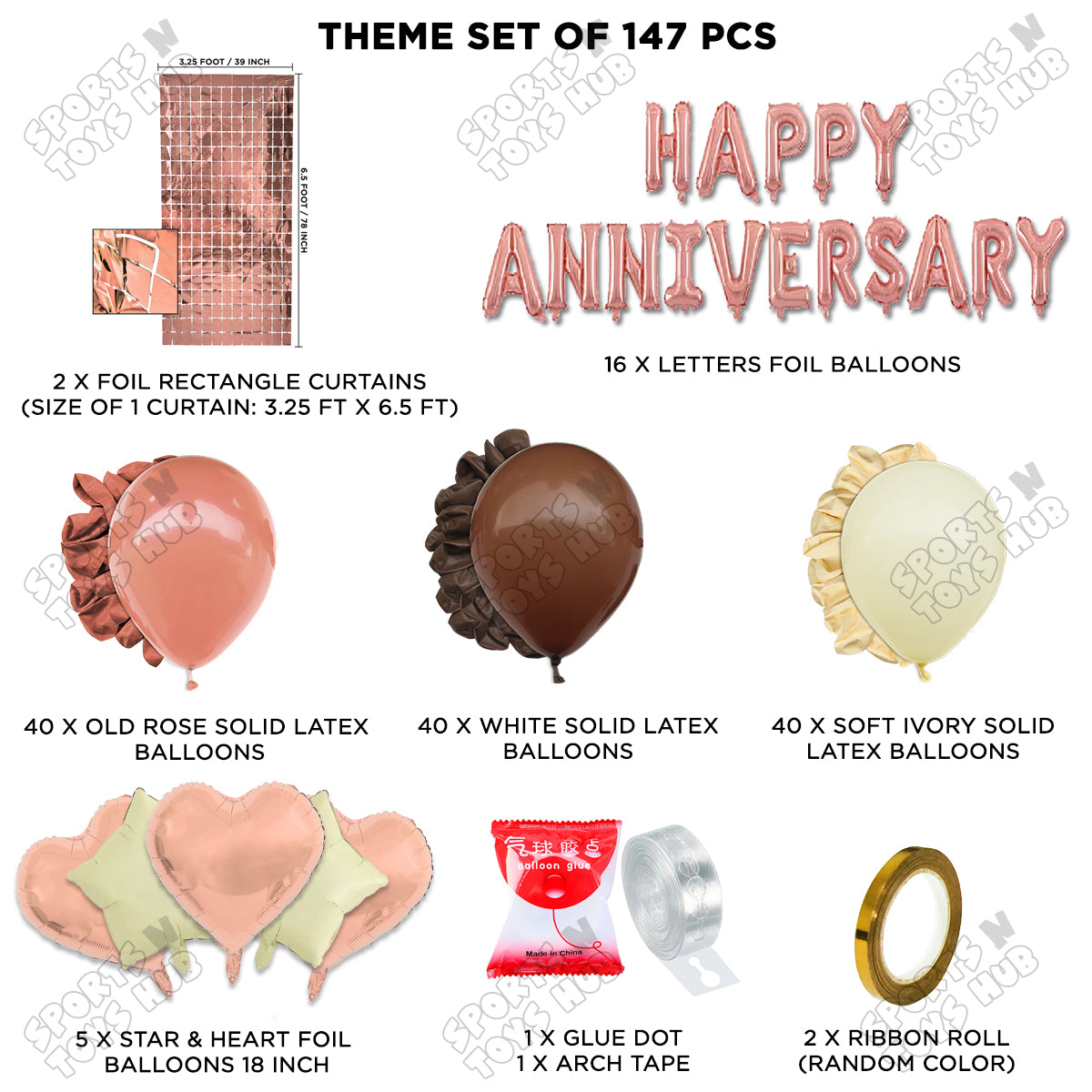 Happy Anniversary Rose Gold Vintage Foil Letter Arch Theme Collection