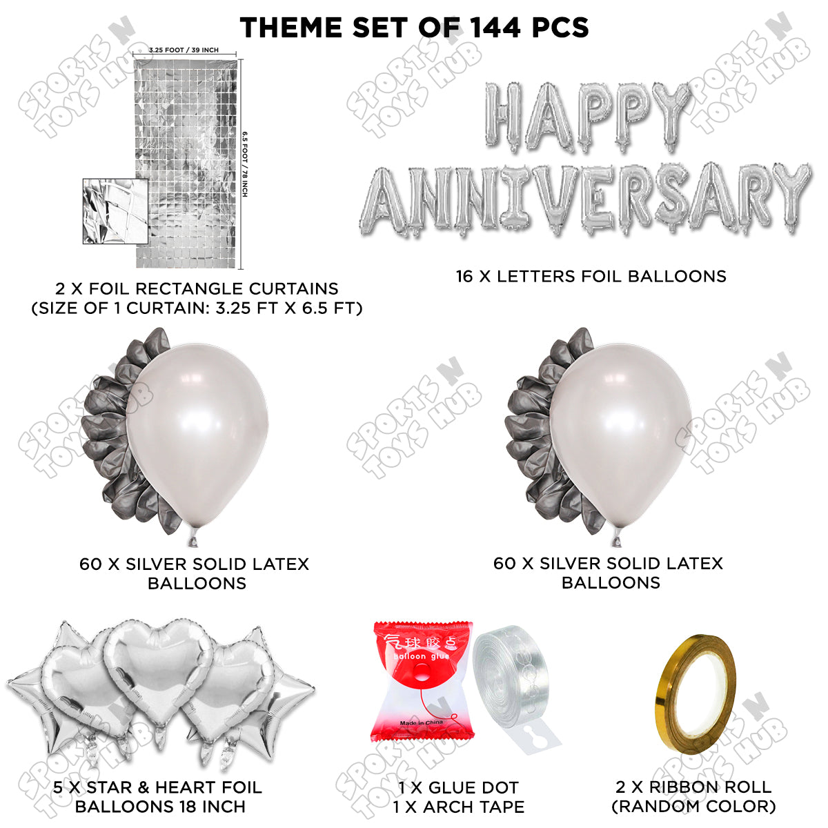 Happy Anniversary Silver Foil Letter Arch Theme Collection