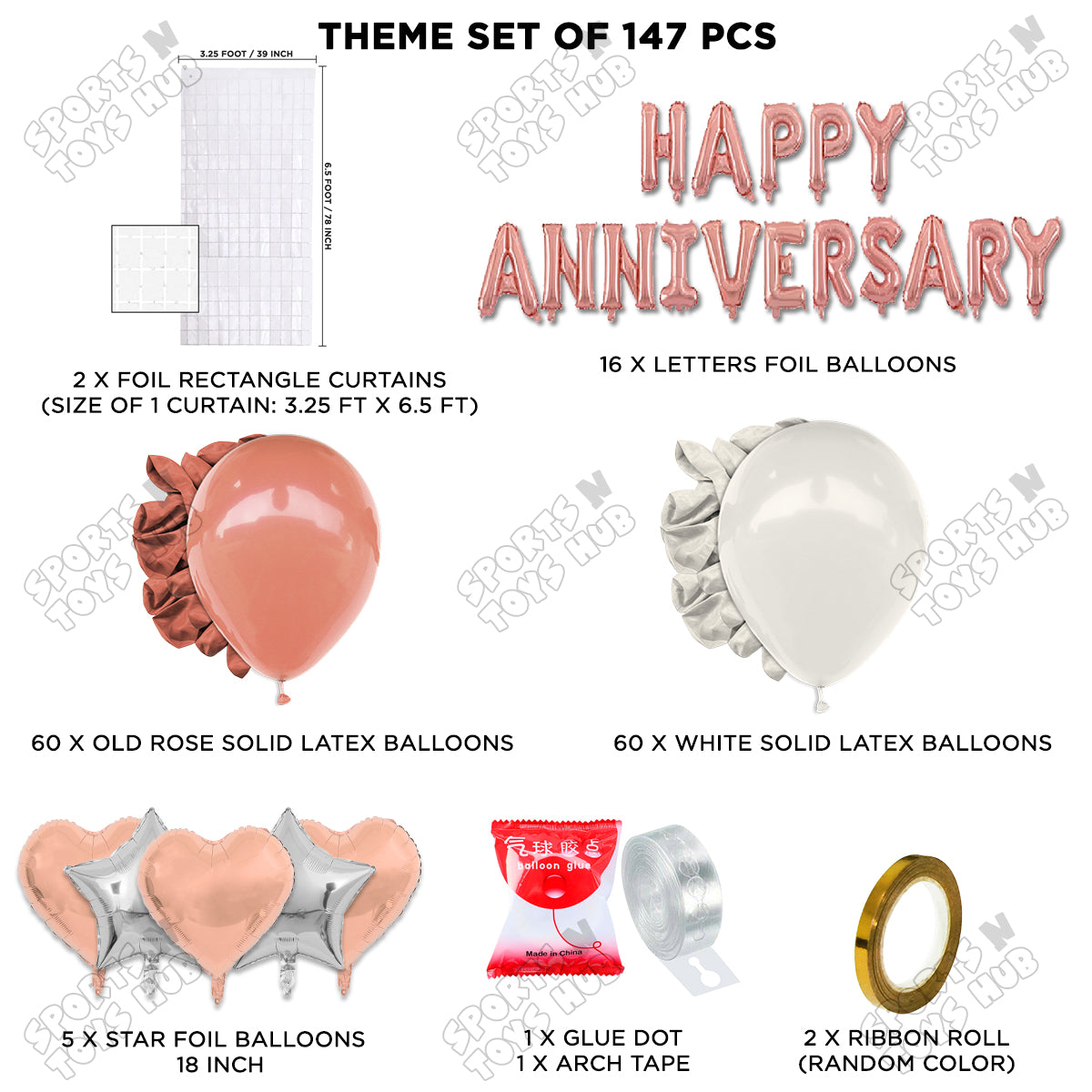 Happy Anniversary Rose Gold Foil Letter Arch Theme Collection