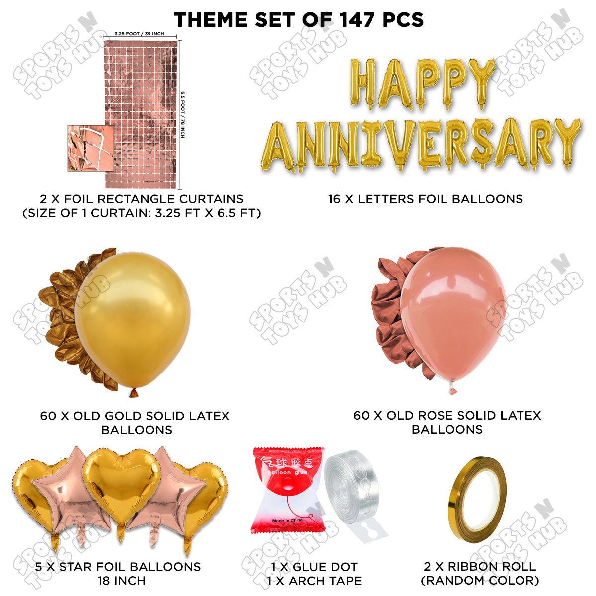 Happy Anniversary Gold Foil Letter Arch Theme Collection