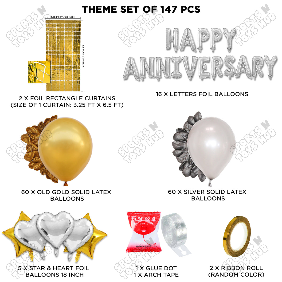 Happy Anniversary Silver Foil Letter Arch Theme Collection