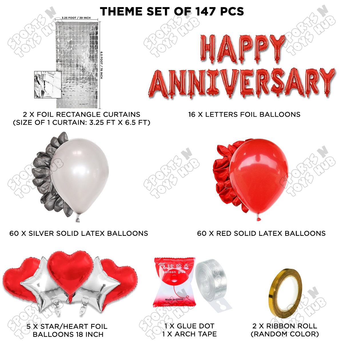 Happy Anniversary Red Foil Letter Arch Theme Collection
