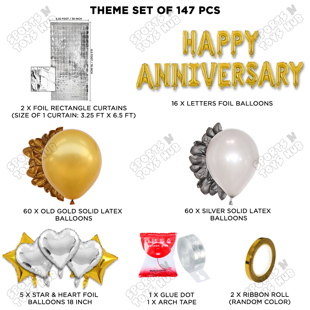 Happy Anniversary Gold Foil Letter Arch Theme Collection