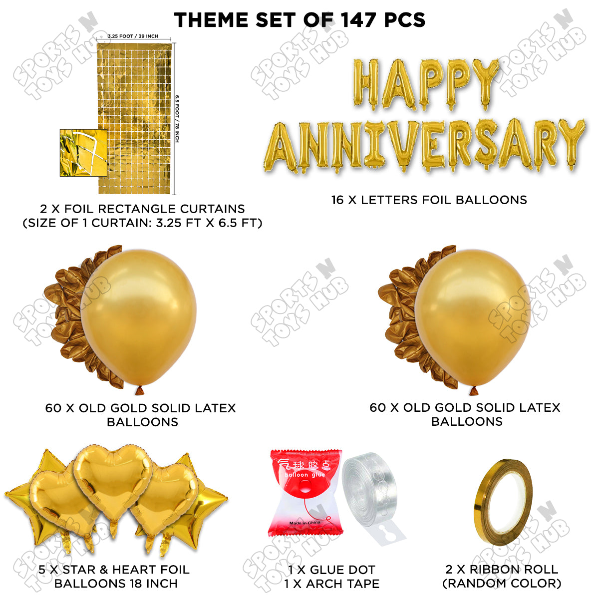 Happy Anniversary Gold Foil Letter Arch Theme Collection