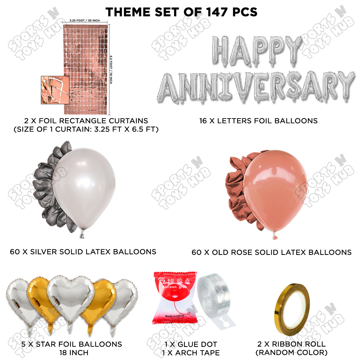 Happy Anniversary Silver Foil Letter Arch Theme Collection