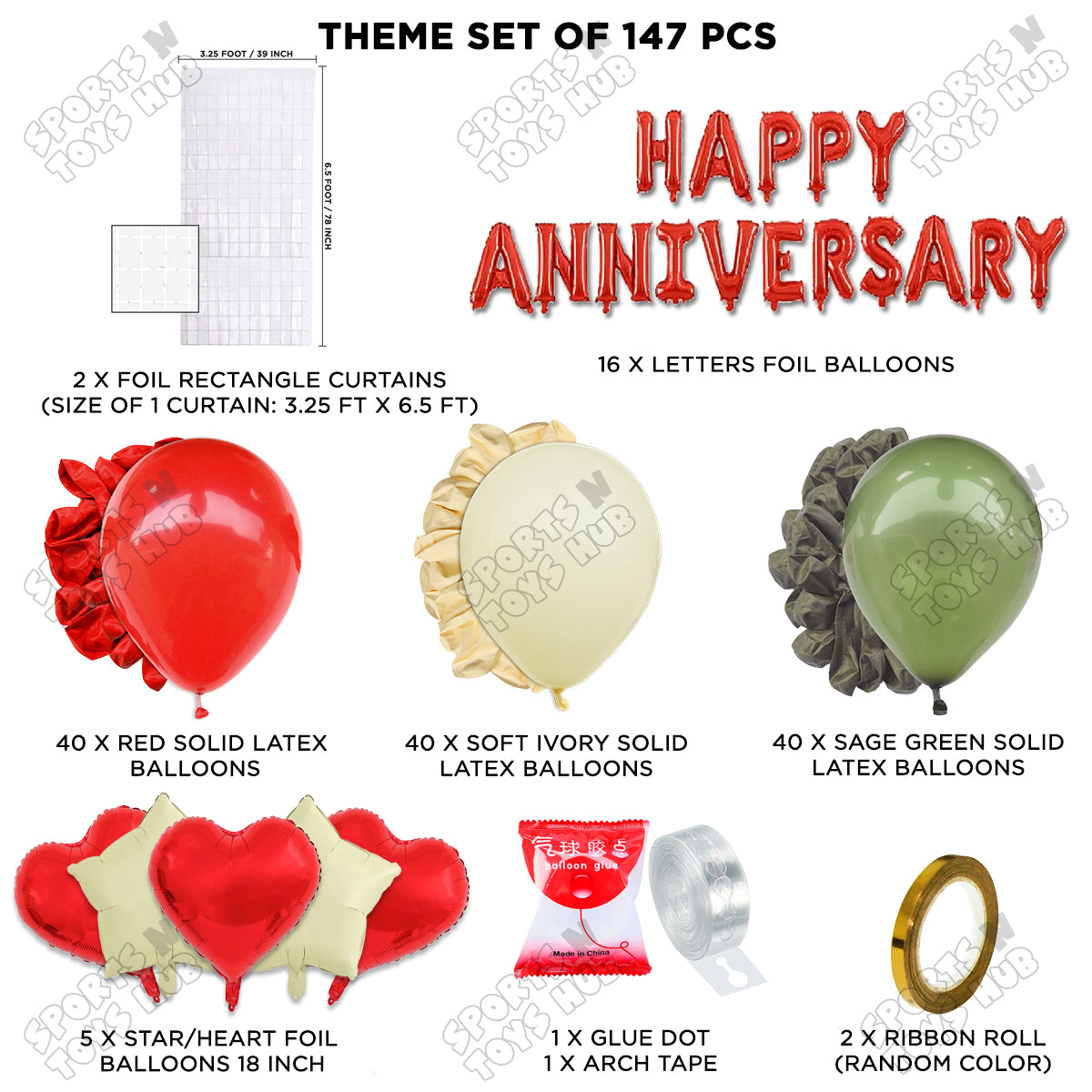 Happy Anniversary Red Foil Letter Arch Theme Collection