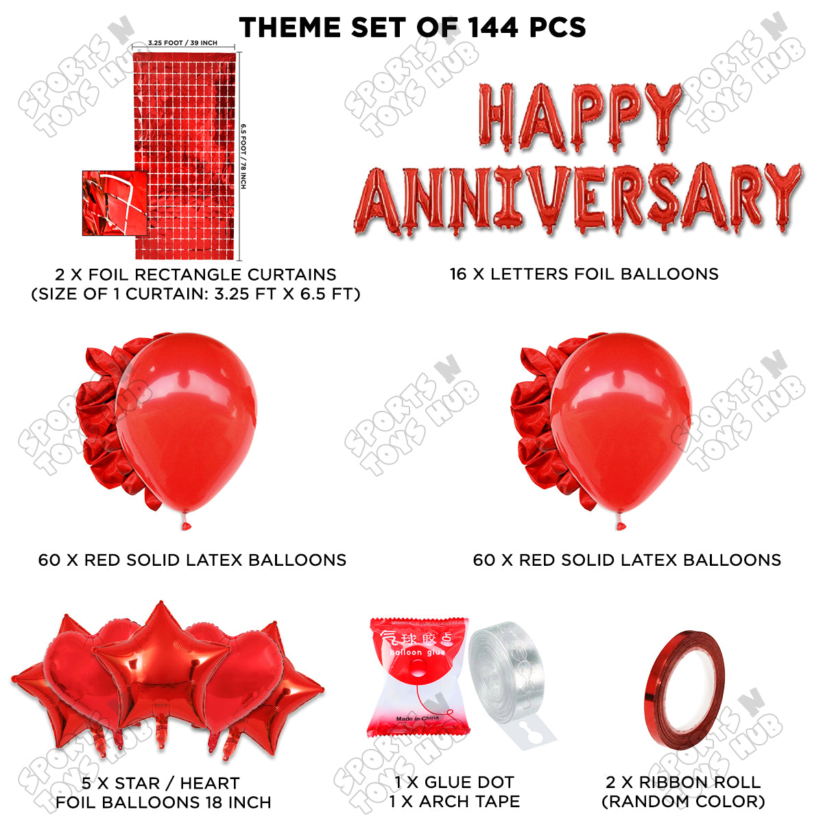 Happy Anniversary Red Foil Letter Arch Theme Collection