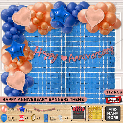 Happy Anniversary Rose Gold Cursive Banner Arch Theme Collection