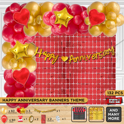 Happy Anniversary Gold Cursive Banner Arch Theme Collection