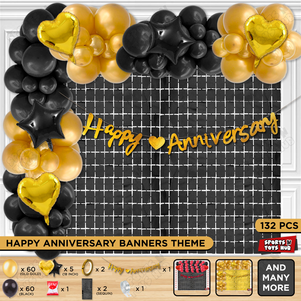 Happy Anniversary Gold Cursive Banner Arch Theme Collection