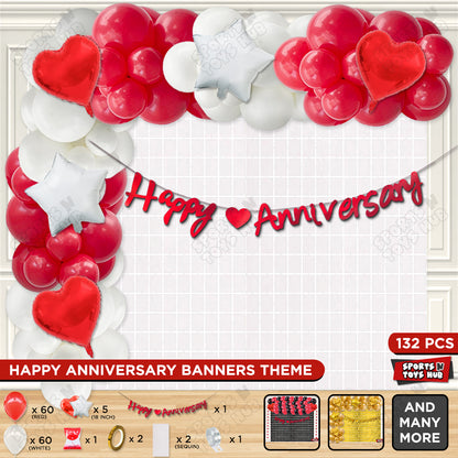 Happy Anniversary Red Cursive Banner Arch Theme Collection